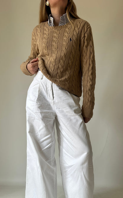 RALPH LAUREN camel cable-knit sweater