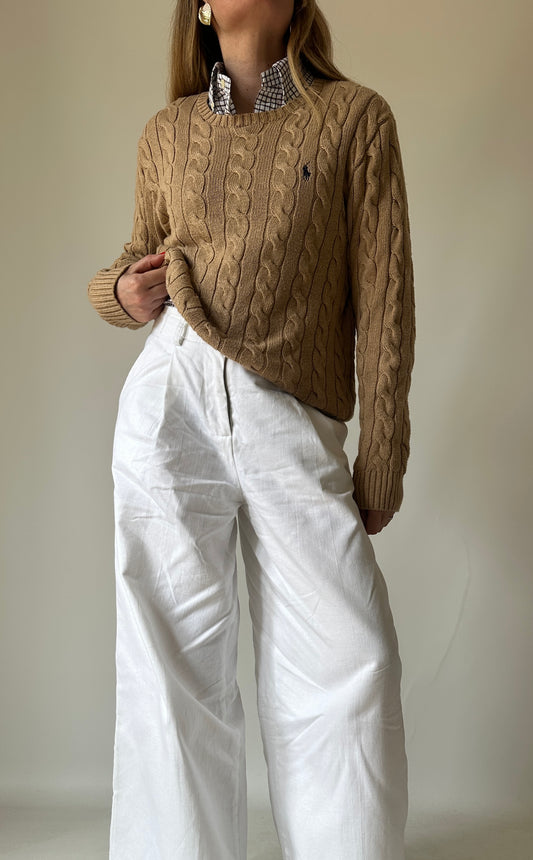 RALPH LAUREN camel cable-knit sweater