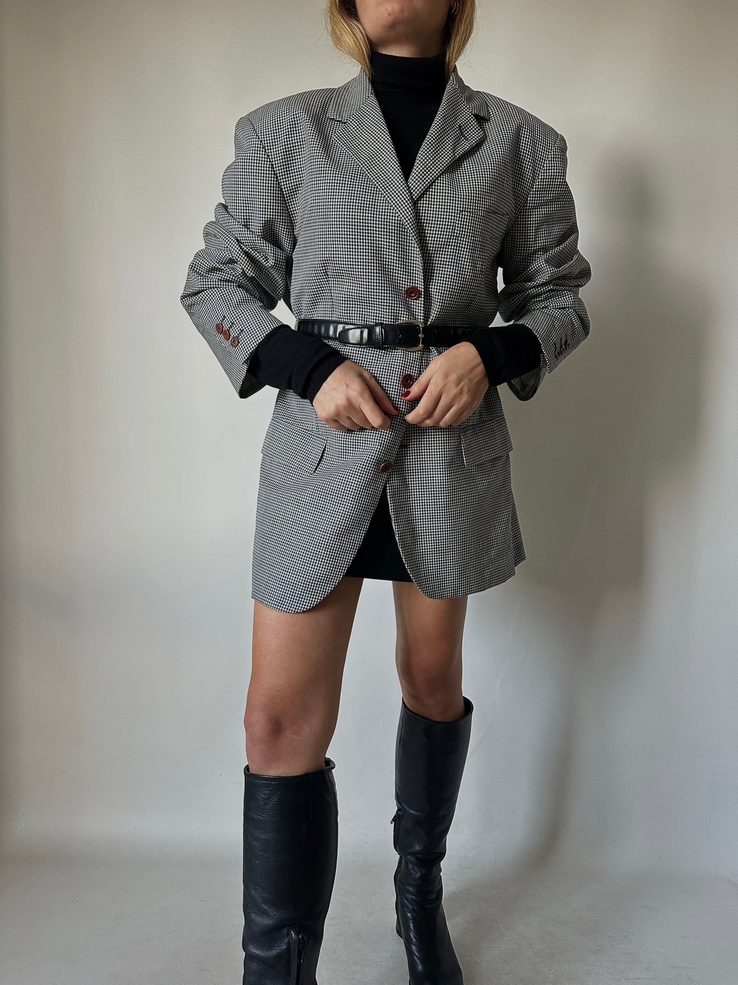 Prince of Wales wool blazer dress