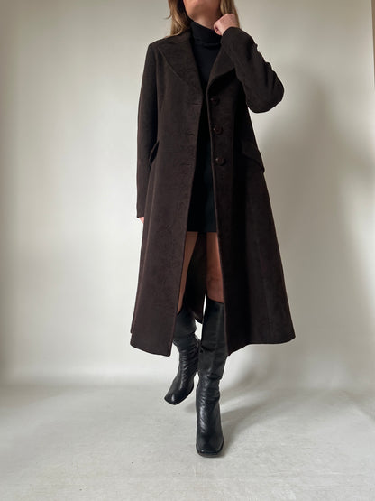Cappotto haute couture in lana cioccolato