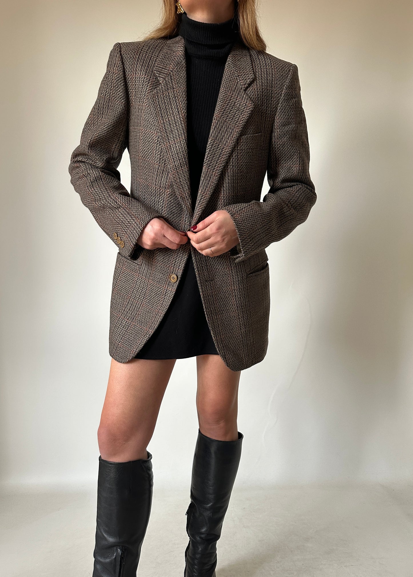 Pied de poule wool slim blazer