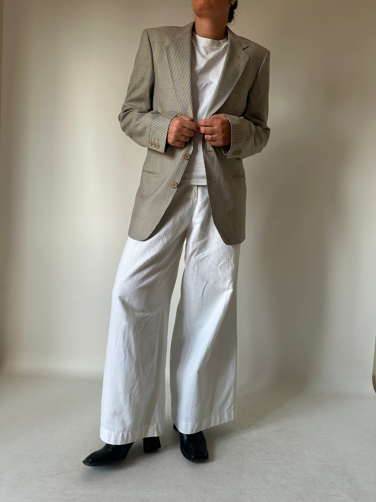 Prince of Wales beige petite blazer