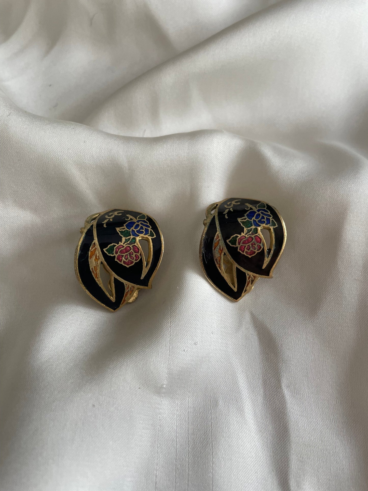 Orecchini foglia Cloisonnè