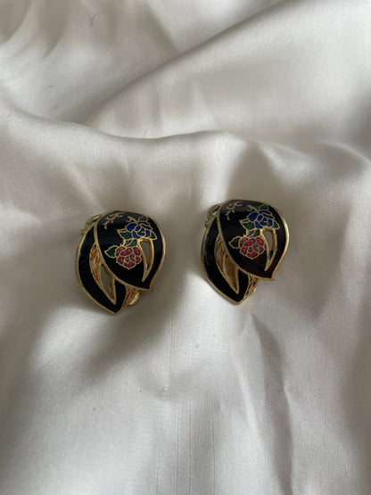 Orecchini foglia Cloisonnè