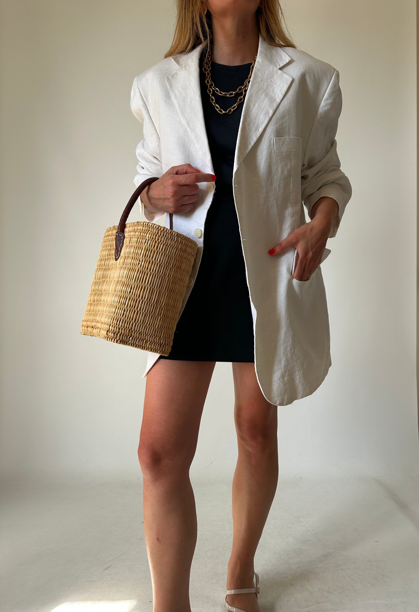 Blazer over in lino bianco chic