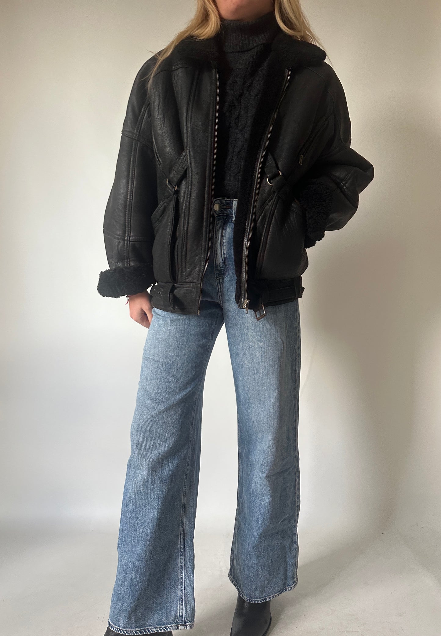 Perfect black petite Shearling