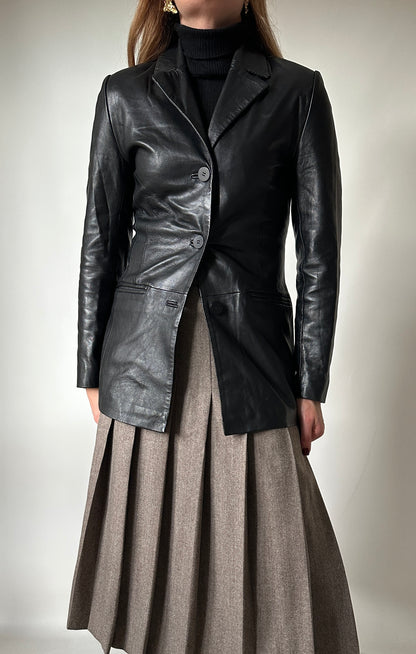 Nappa leather slim jacket