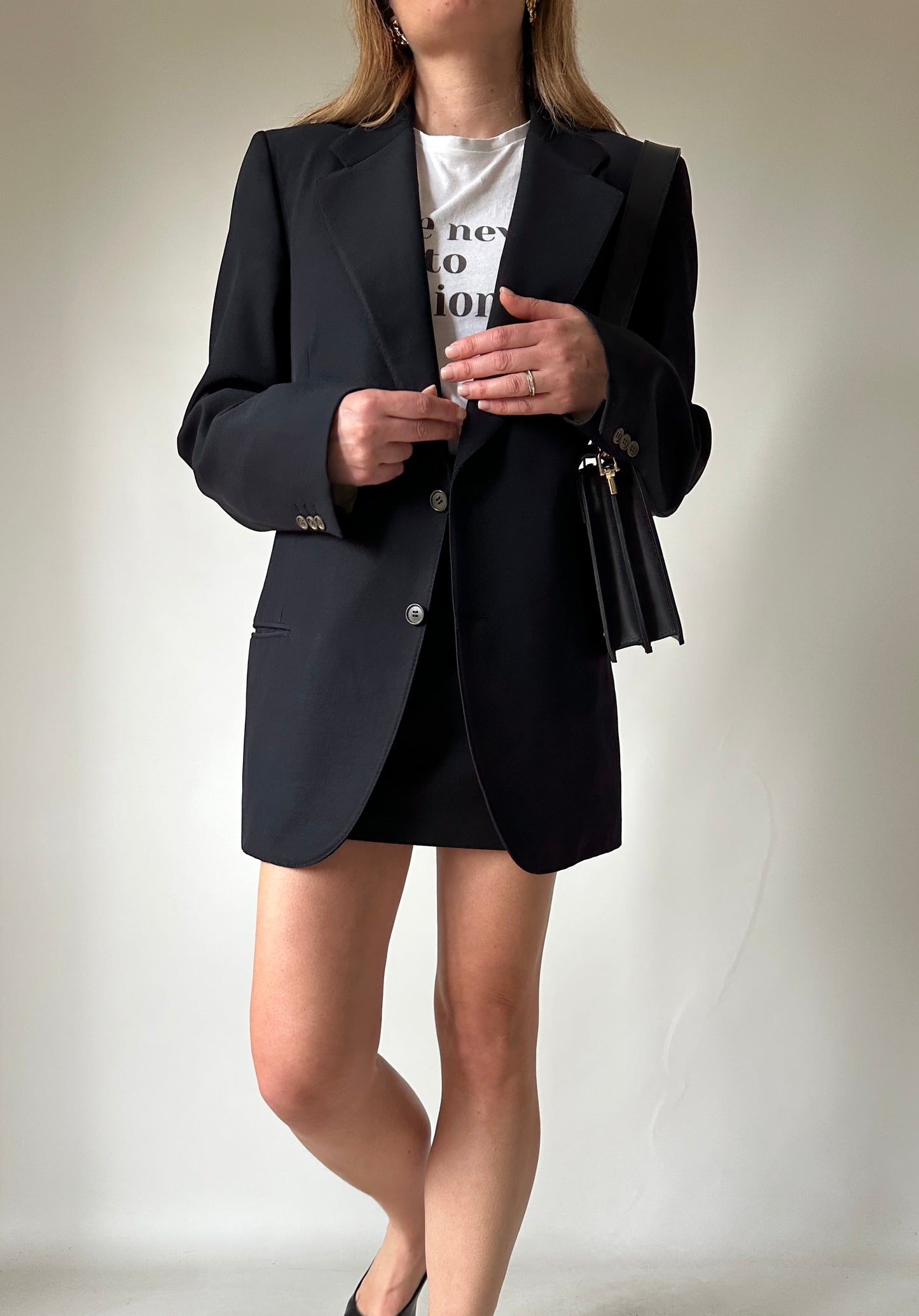 Minimal slim virgin wool blazer