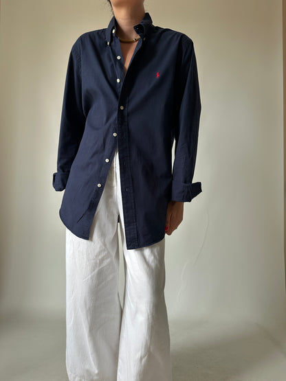 RALPH LAUREN navy petite shirt