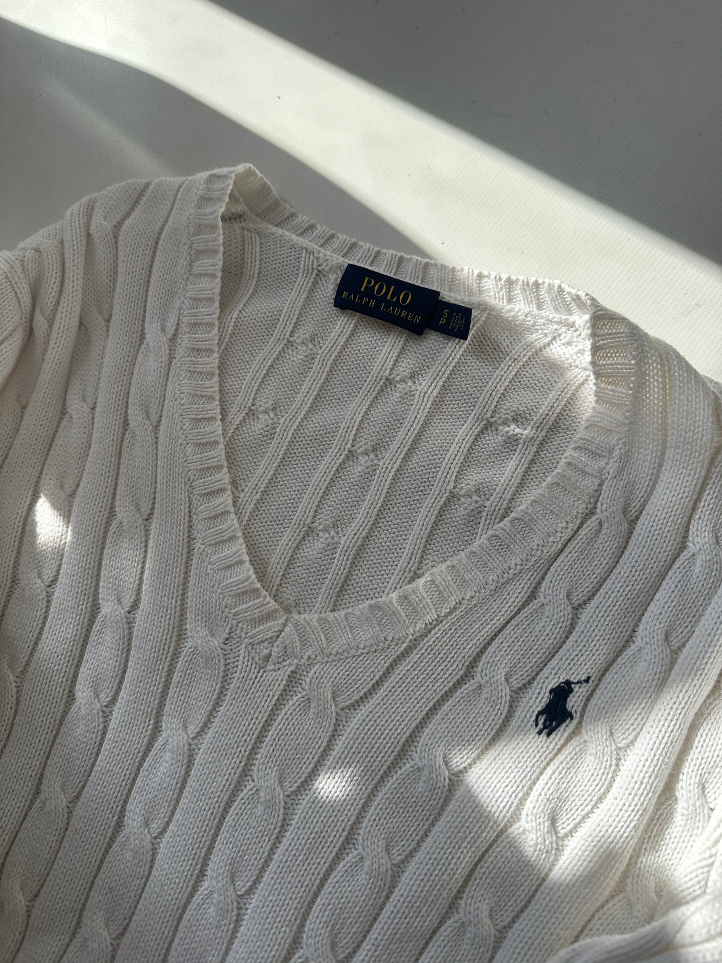 RALPH LAUREN white cable-knit sweater