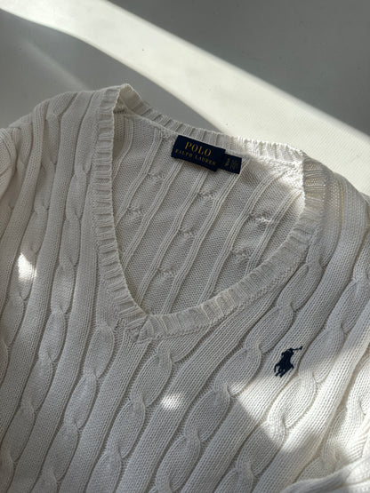 RALPH LAUREN white cable-knit sweater