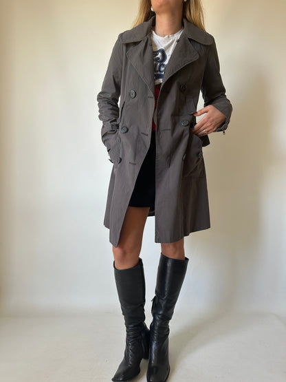 Grey slim cotton trench