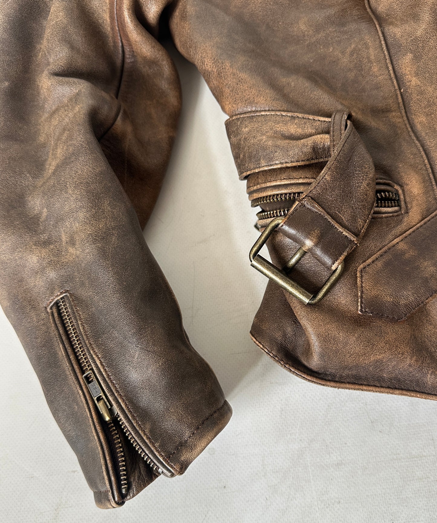 Dreamy brown distressed petite biker