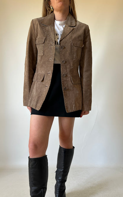 Suede slim utility jacket
