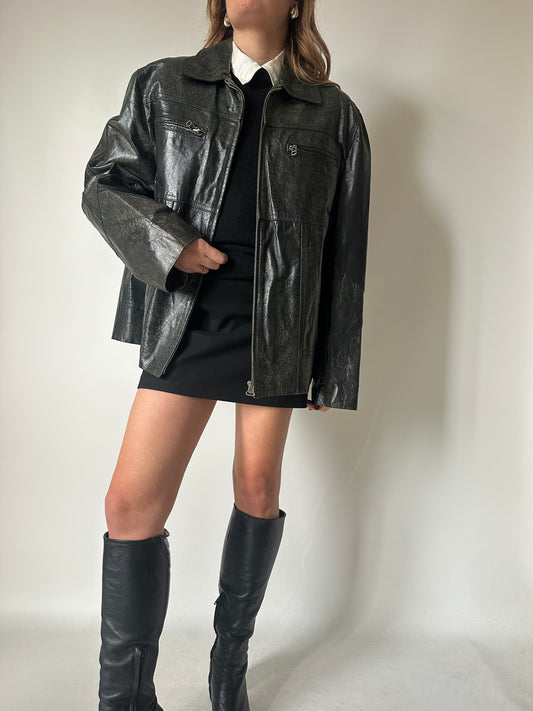 Giacca in pelle effetto pitonato