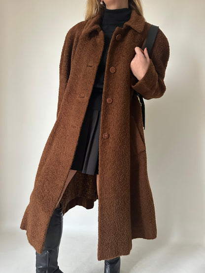 Chocolate teddy wool coat