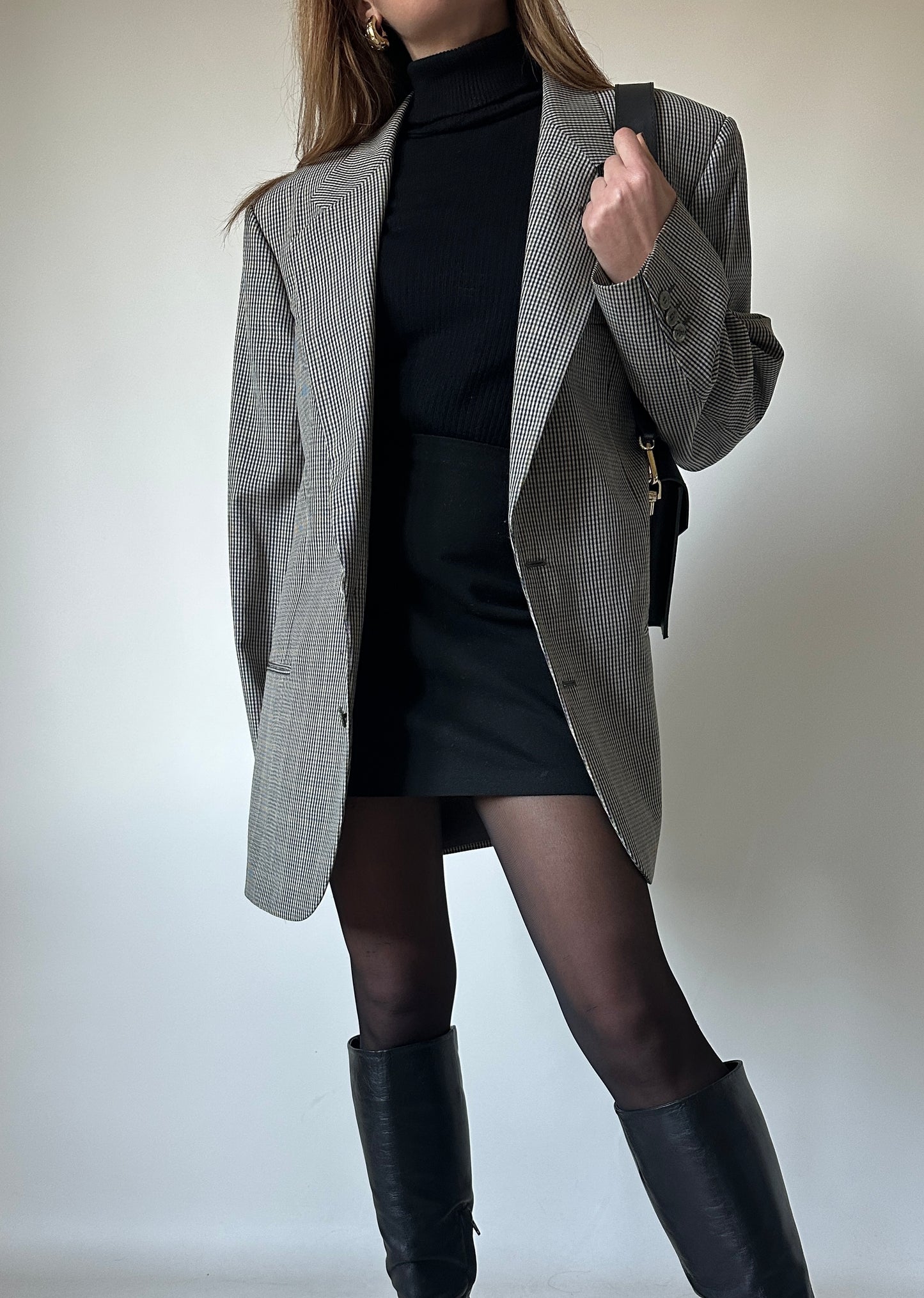 Pied de poule green oversize blazer