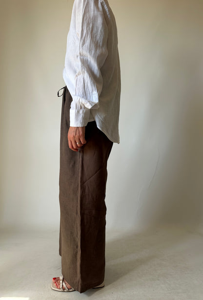 Pantalone Matilde in lino - cioccolato