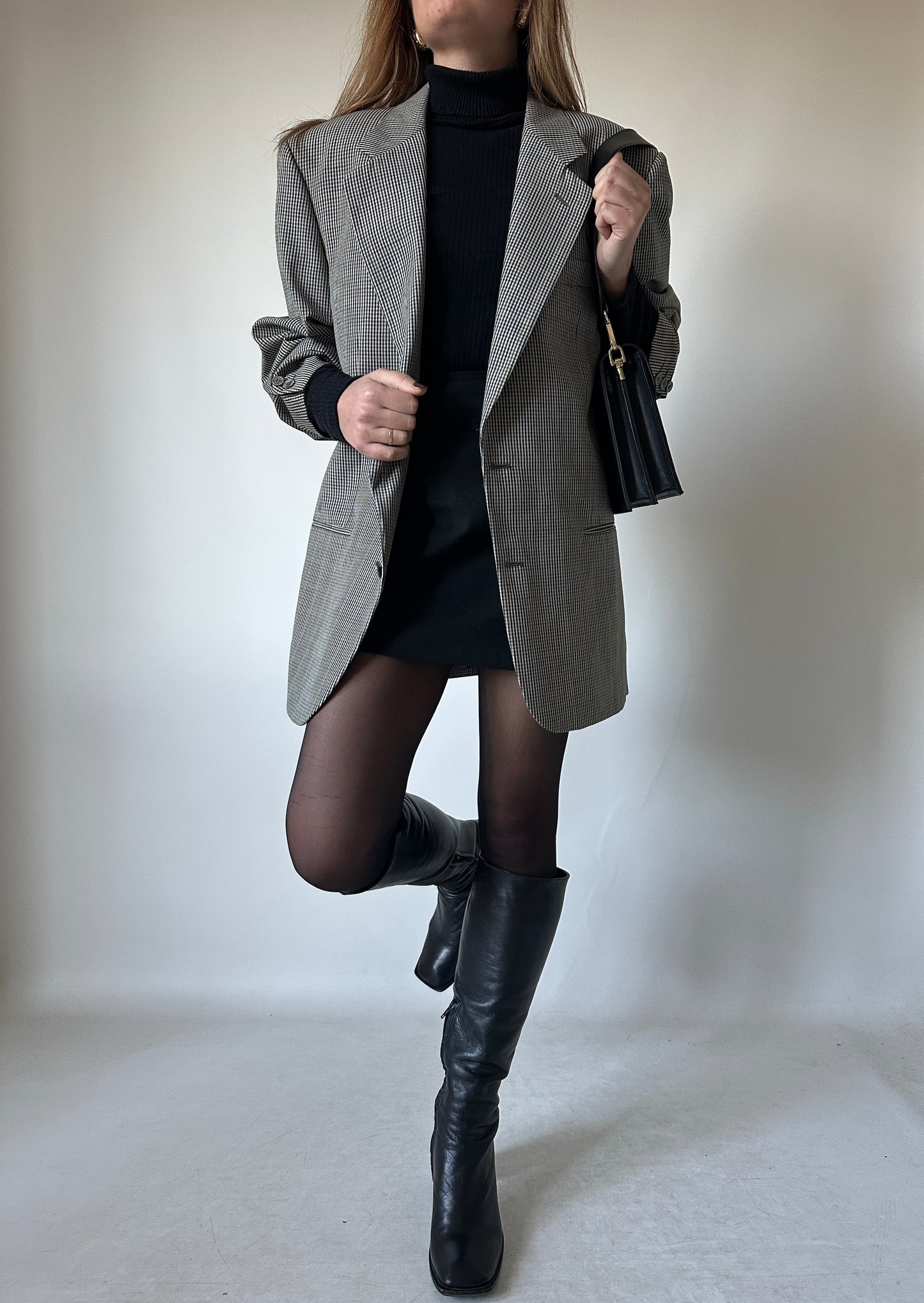 Pied de poule green oversize blazer