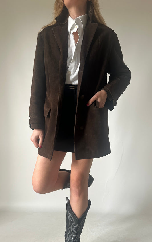 Luxury chocolate suede petite jacket