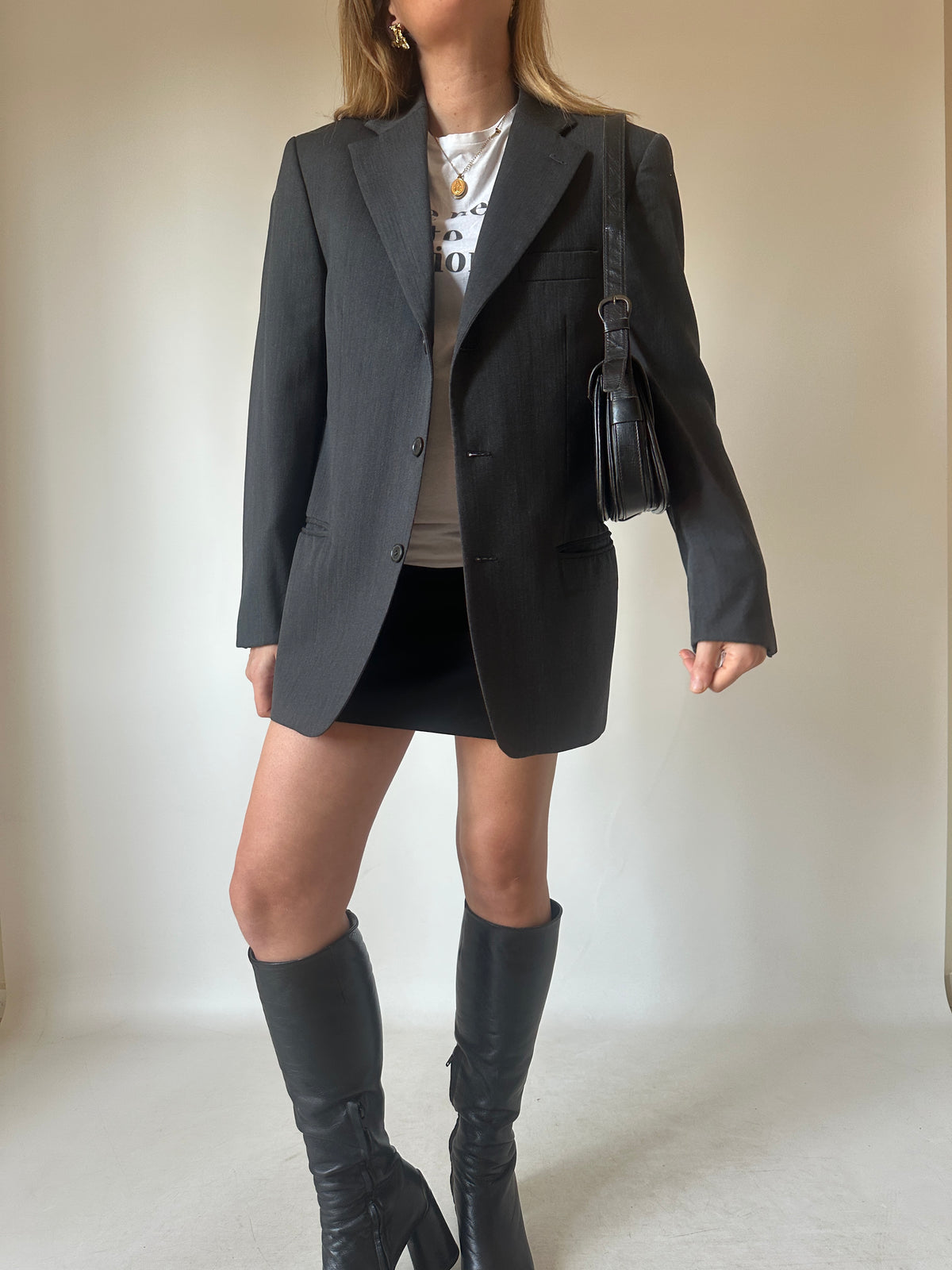 Made in Italy virgin wool grey blazer