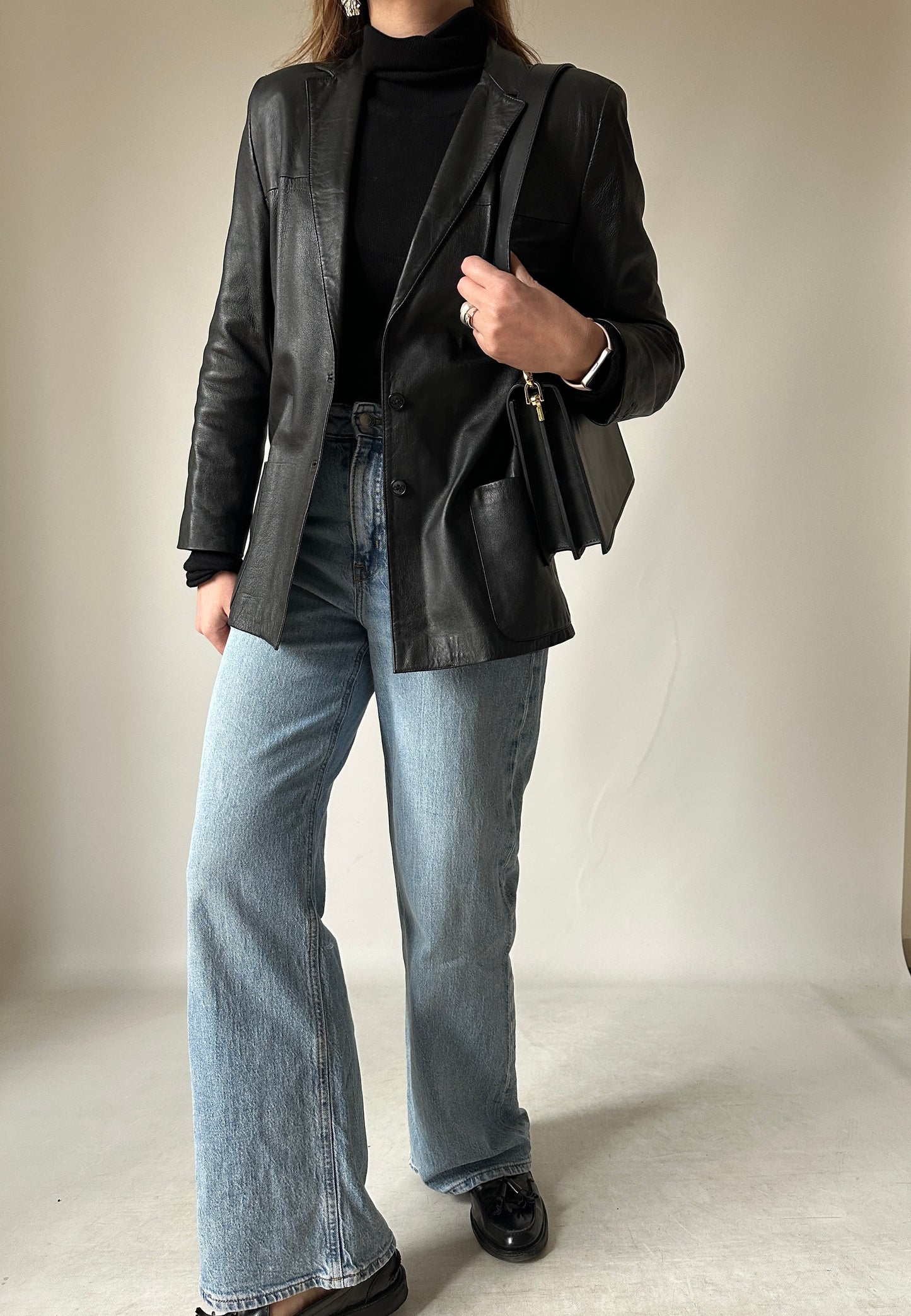 Nappa leather slim blazer