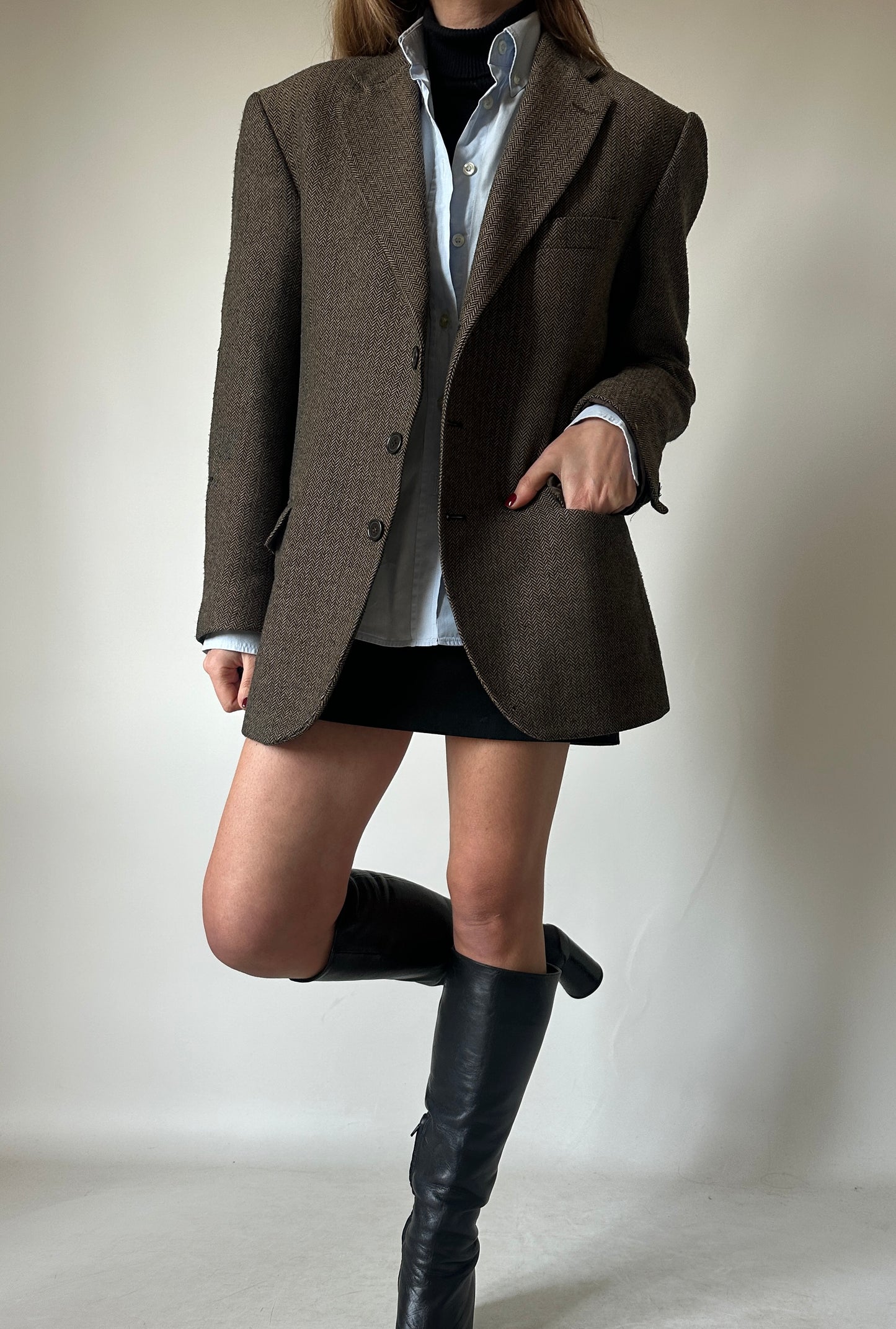 Blazer spigato marrone