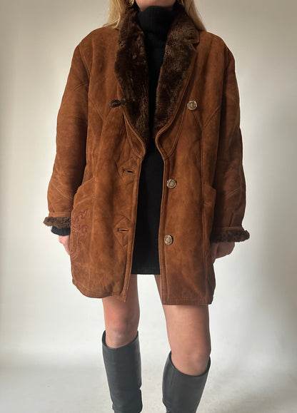 Shearling caramello con ricami - taglia 42