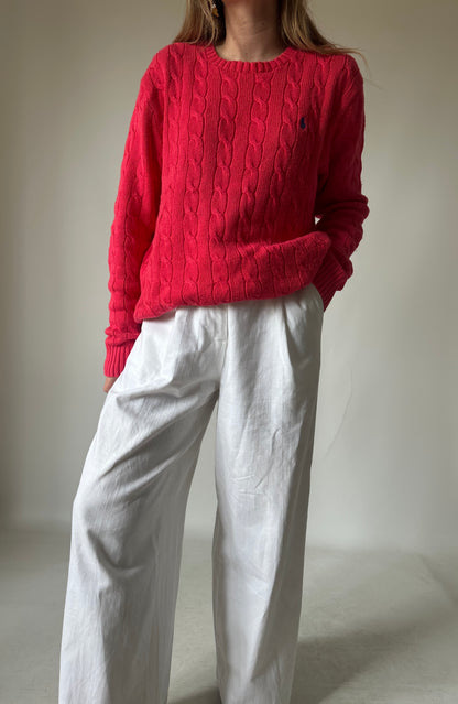 RALPH LAUREN strawberry cable-knit sweater