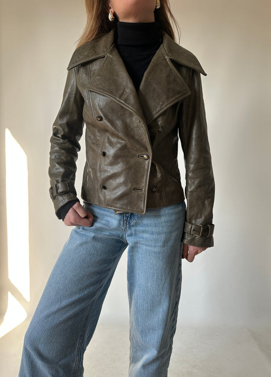 Giacca in pelle verdone