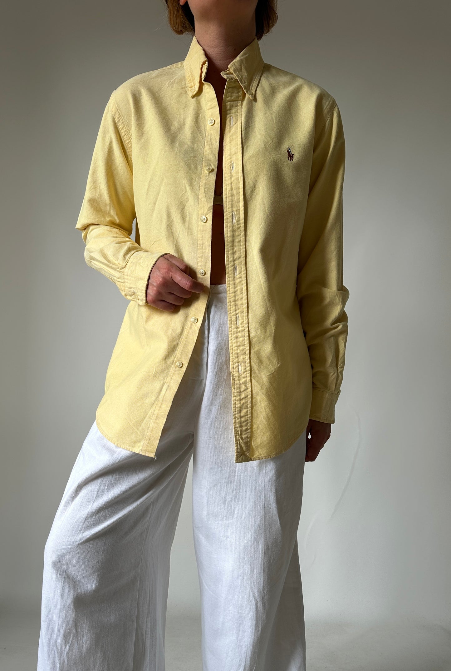 RALPH LAUREN butter yellow petite shirt