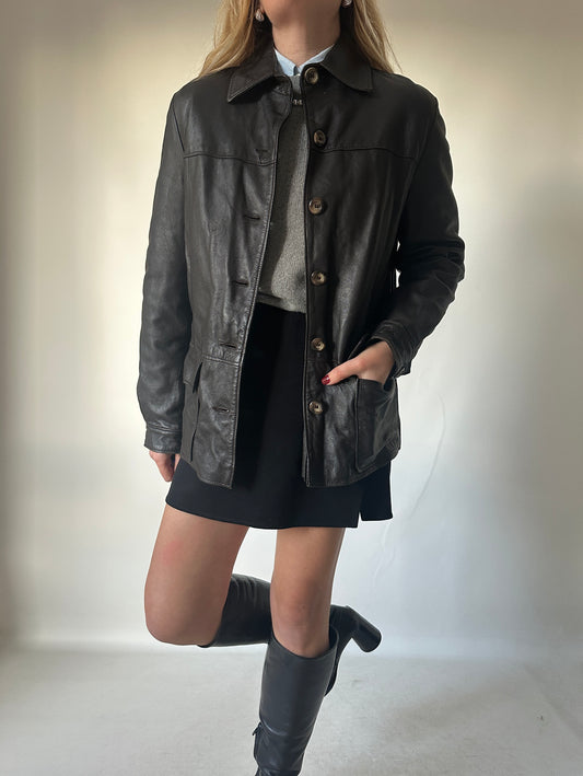 Chocolate leather jacket