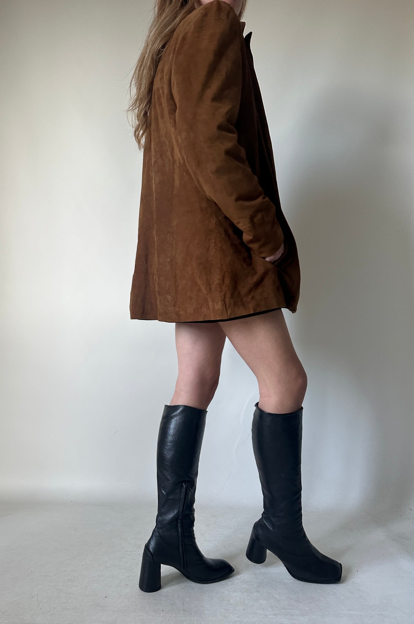 Brown real leather suede jacket