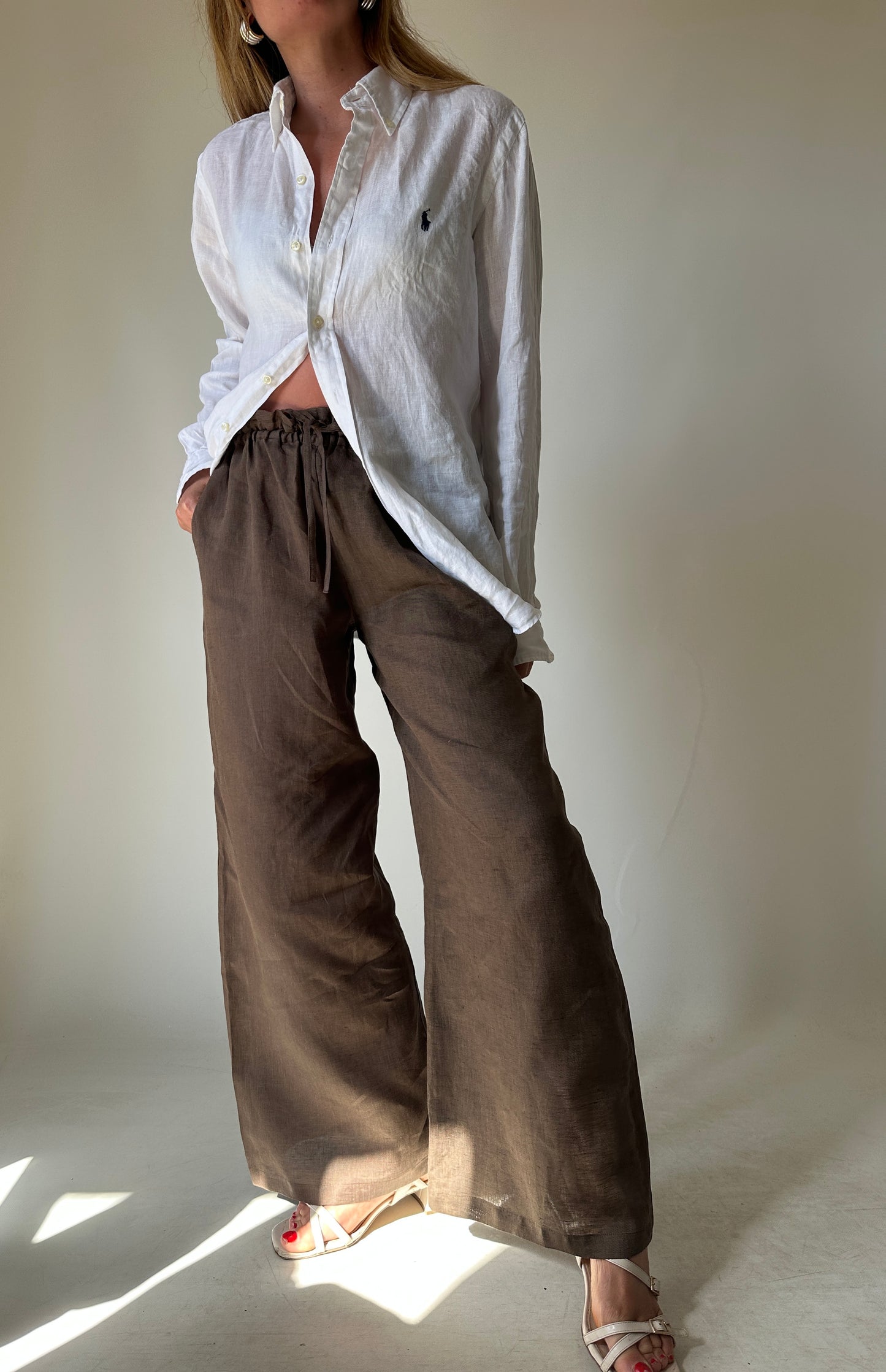 RALPH LAUREN white linen petite shirt