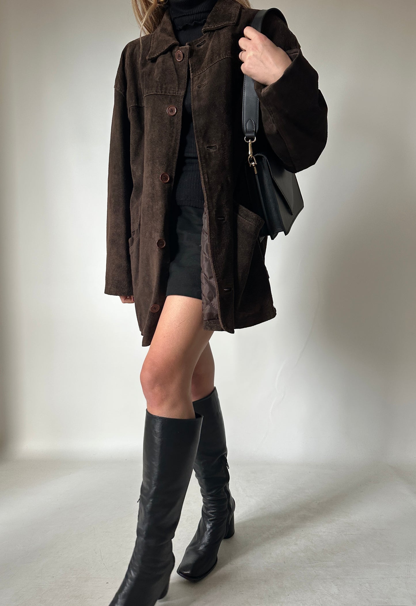 Dark chocolate real suede jacket