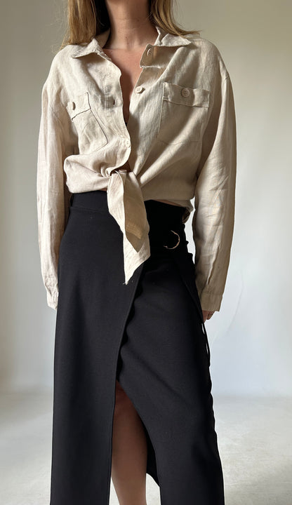 Pure 100% linen sahariana shirt