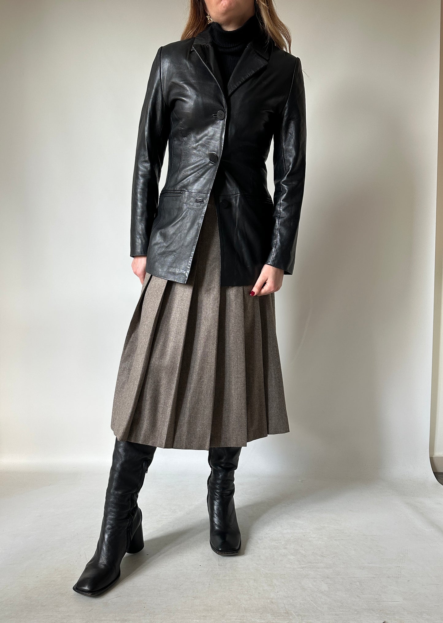 Nappa leather slim jacket