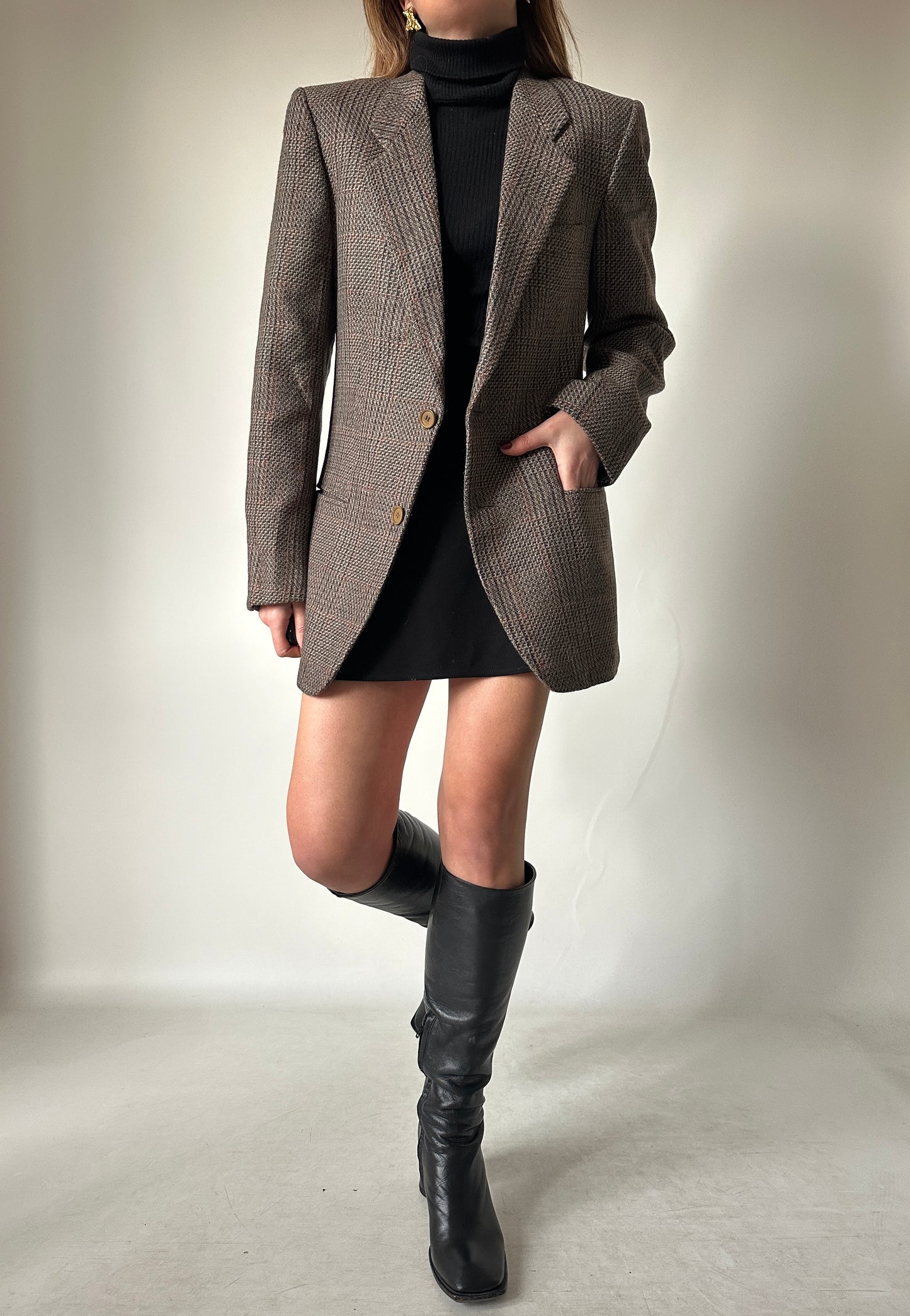 Pied de poule wool slim blazer