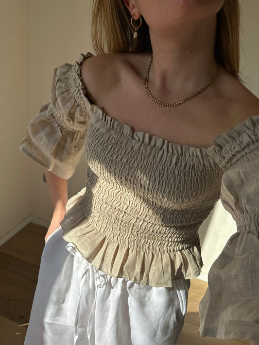 Top Dafne in lino - corda