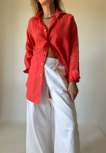 RALPH LAUREN coral linen shirt