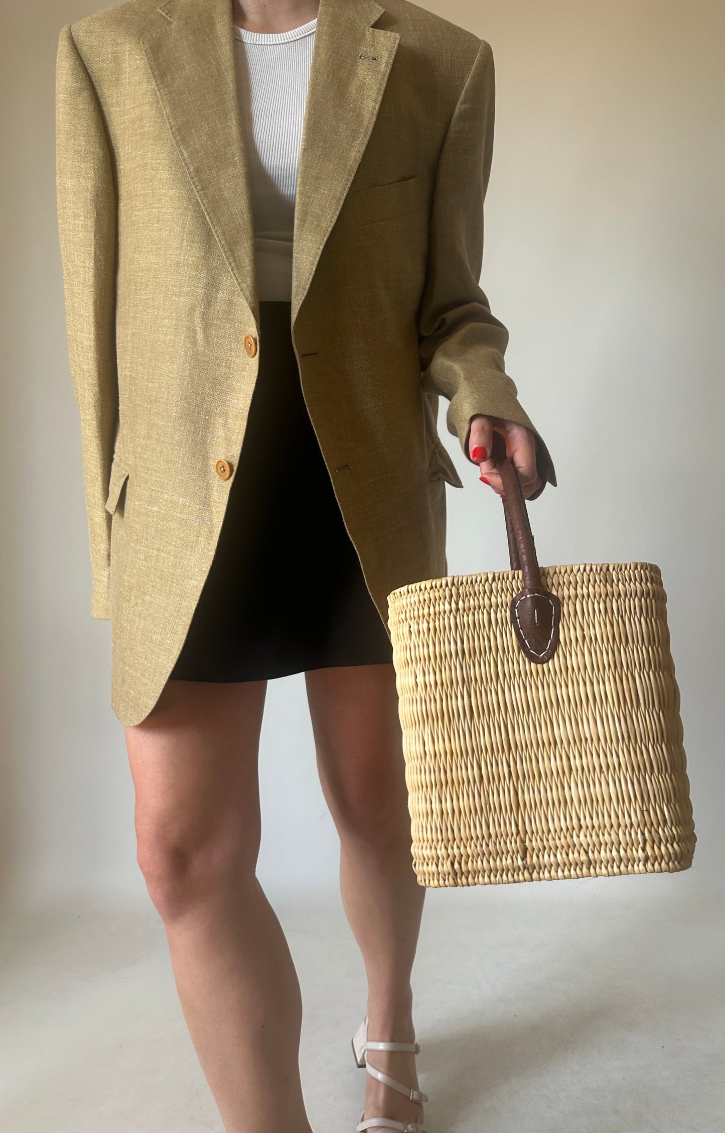 Blazer over in puro lino beige