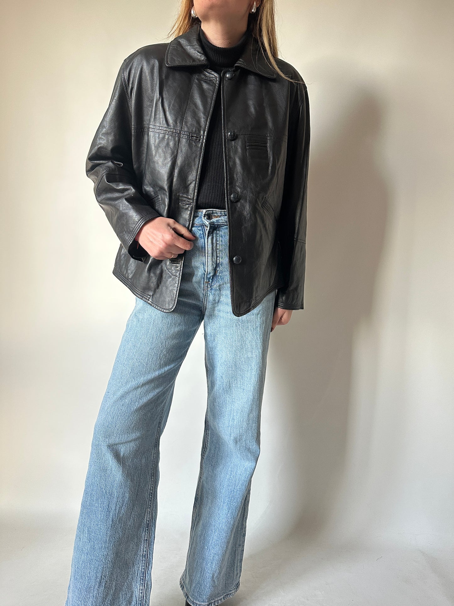 Bomber petite in pelle trapuntato