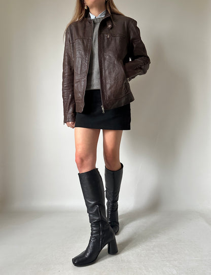 Beautiful chocolate leather biker
