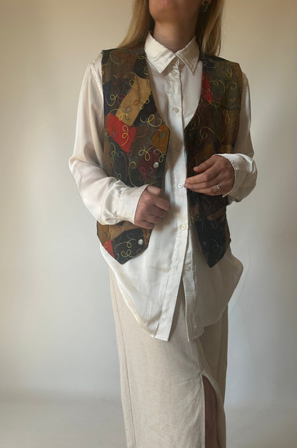 Patchwork leather vest
