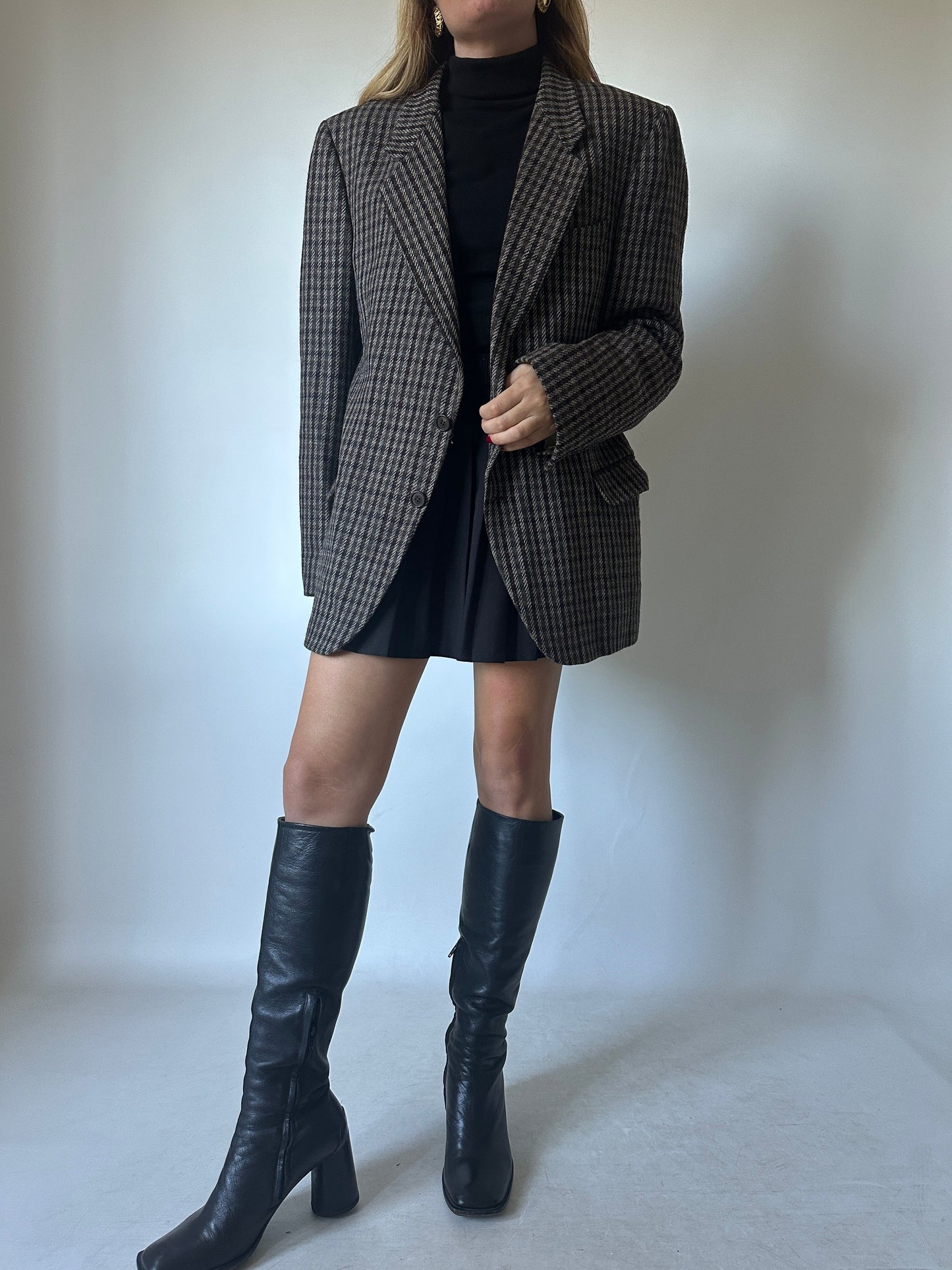 Pied de poule virgin wool brown blazer