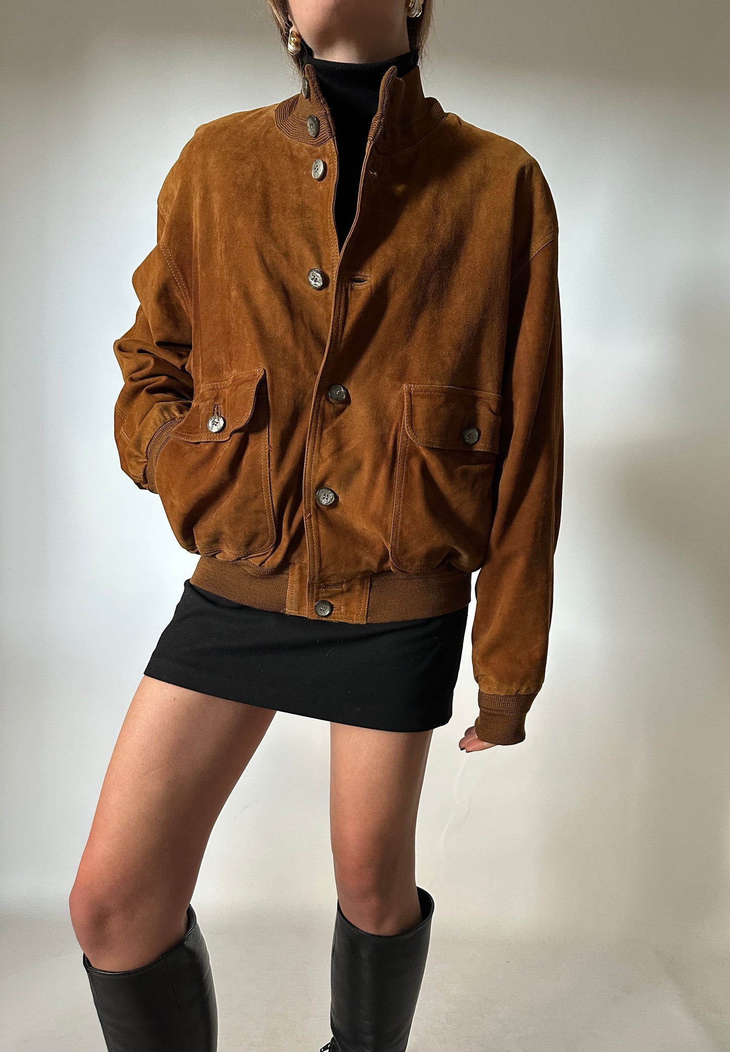 Petite suede bomber
