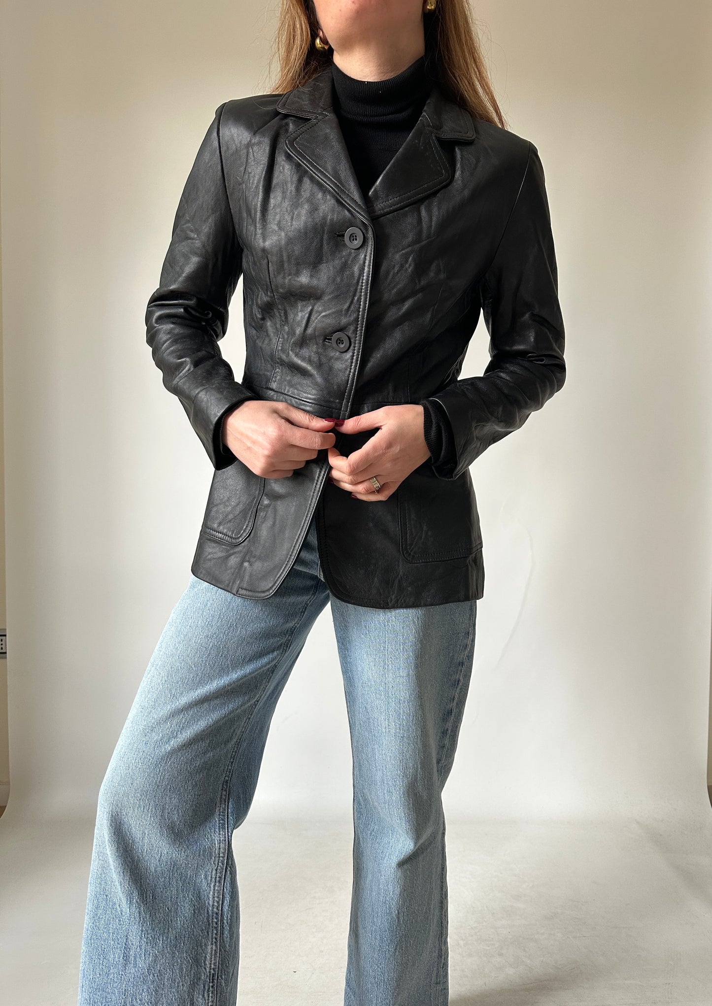 Nappa leather slim jacket