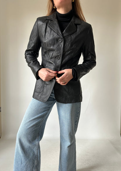 Nappa leather slim jacket