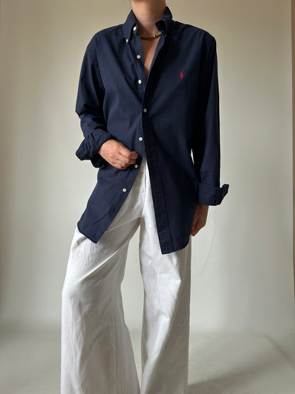 RALPH LAUREN navy petite shirt