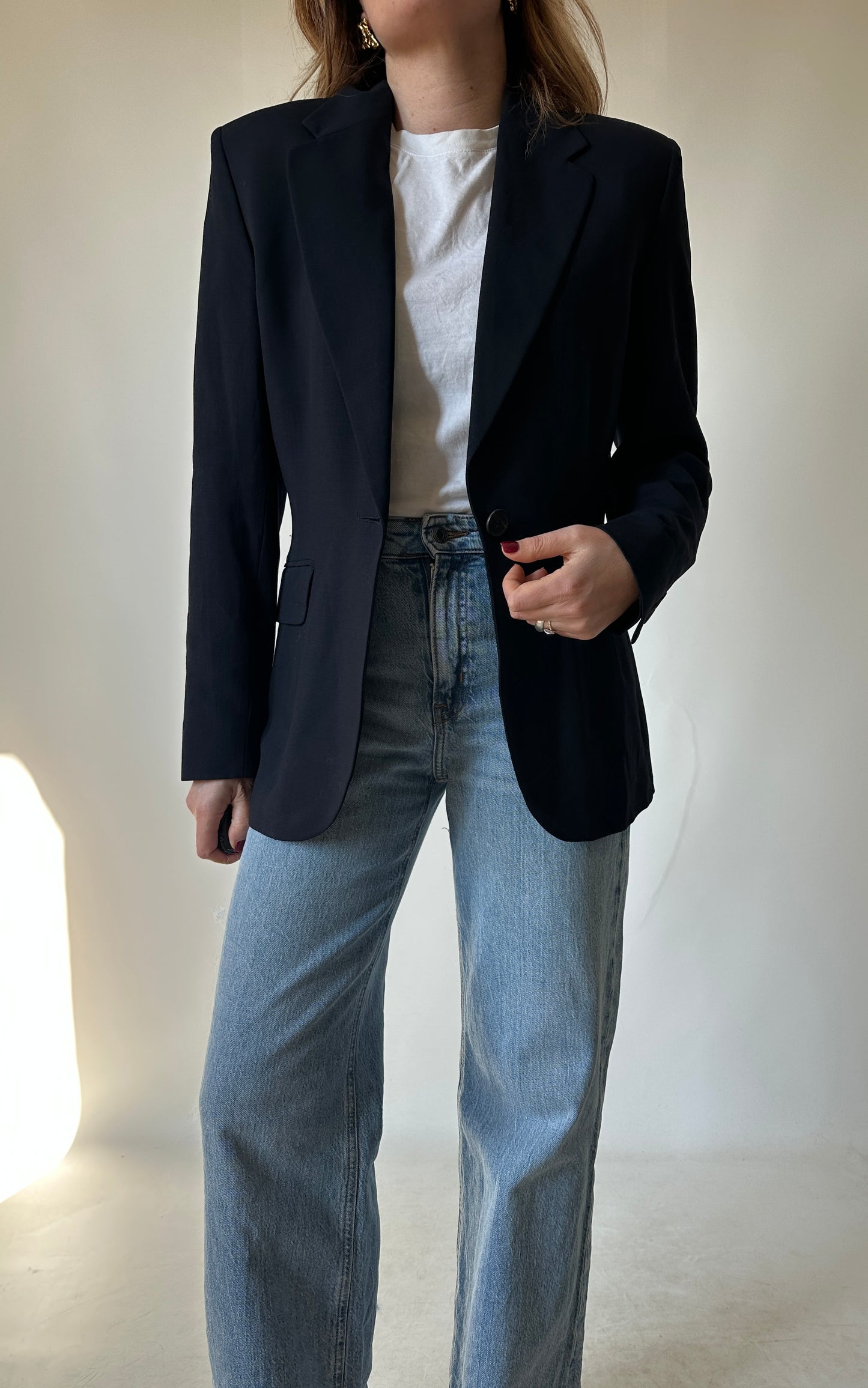 Pure wool slim black blazer